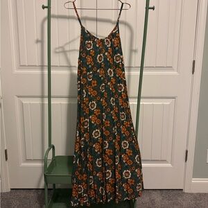 NATURAL LIFE Lizzie MIDI Dress, Green and Orange Spaghetti Strap Sundress
